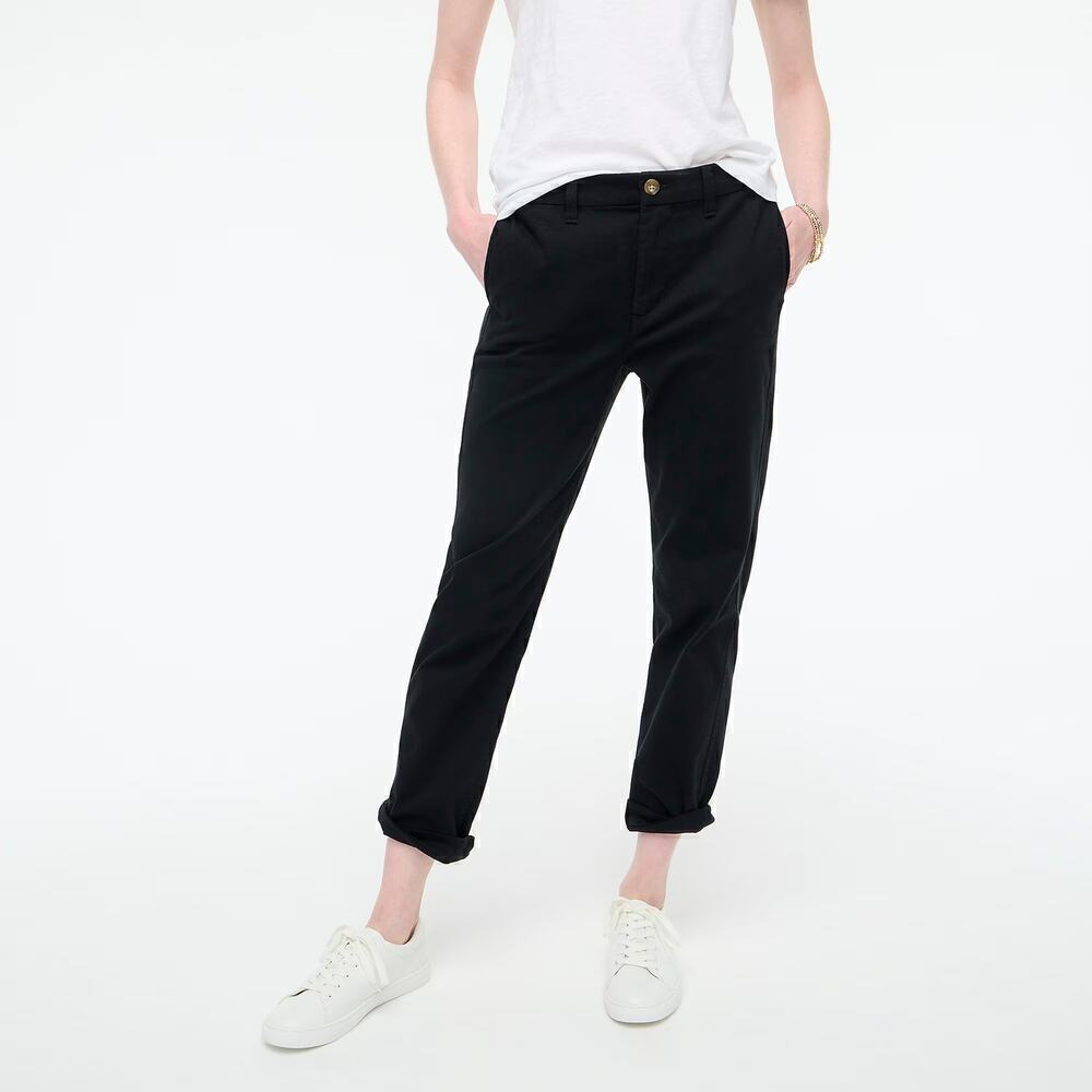 J. Crew High Rise Girlfriend Chino Pants Petite Mid Rise Straight Black NWT 6P